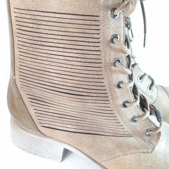 Circus By Sam Edelman Gatso Emo Faux Leather Taupe Women's Combat Boots, 9.5 - Picture 7 of 14